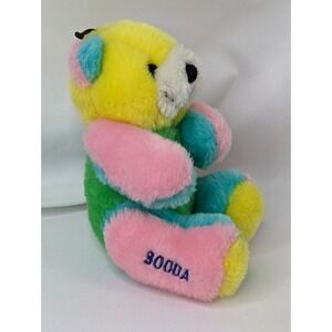 Aspen Booda Bear Plush Pet Toy Colorblock 6 Inch 1999 Squeaks Stuffed Animal Toy